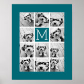 Instagram Collage mit benutzerdefiniertem Monogram Poster (Vorne)