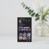 Instagram Connect mit uns Lila Personal Trainer Visitenkarte (Stehend Vorderseite)