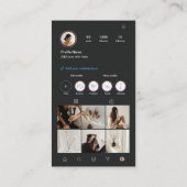 Instagram Dark Theme QR Code 7 Foto Social Media Visitenkarte (Rückseite)