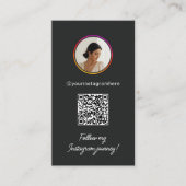 Instagram Dark Theme QR Code 7 Foto Social Media Visitenkarte (Vorderseite)