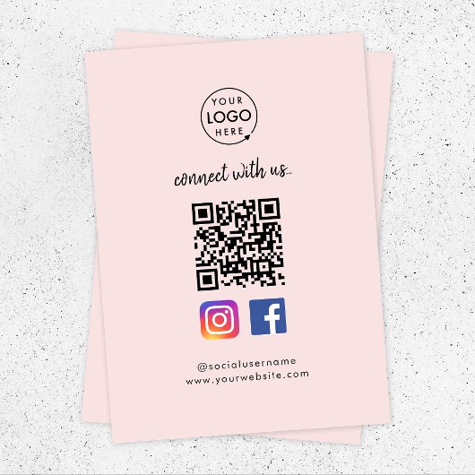 Instagram Facebook QR-Code | Pink Social Media Begleitkarte