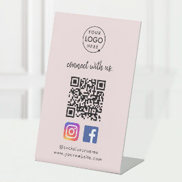 Instagram Facebook QR-Code | Pink Social Media Sockelschild
