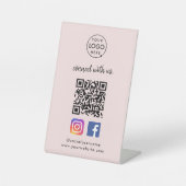Instagram Facebook QR-Code | Pink Social Media Sockelschild (Vorderseite)