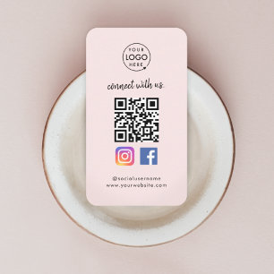 Instagram Facebook QR-Code   Pink Social Media Visitenkarte