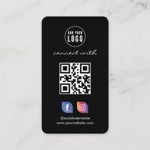 Instagram Facebook QR Code, Social Media schwarz B Visitenkarte