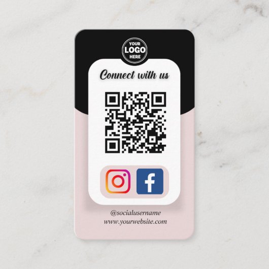 Instagram Facebook QR-Code | Soziale Medien Visitenkarte (Vorderseite)