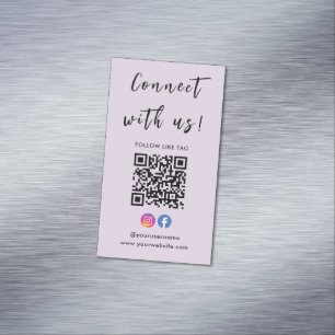 Instagram Facebook Qr Code Verbindung mit uns Lila Magnetische Visitenkarte