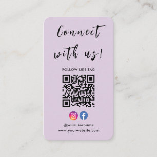 Instagram Facebook Qr Code Verbindung mit uns Lila Visitenkarte