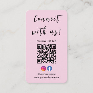Instagram Facebook Qr Code Verbindung mit uns rosa Visitenkarte