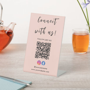 Instagram Facebook Qr Code Verbindung mit Unschärf Sockelschild