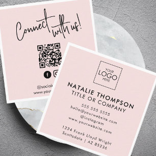 Instagram Facebook Social Media Minimalistisch QR- Quadratische Visitenkarte
