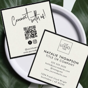 Instagram Facebook Social Media Minimalistisch QR- Quadratische Visitenkarte