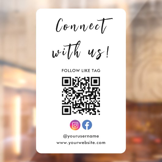 Instagram Facebook Verbindung mit QR Code Weiß Fensteraufkleber (Blatt 2)