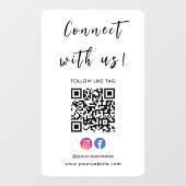 Instagram Facebook Verbindung mit QR Code Weiß Fensteraufkleber (Blatt)