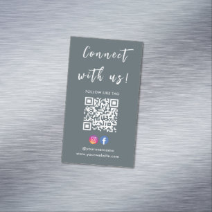 Instagram Facebook-Verbindung mit US QR-Code grau Magnetische Visitenkarte