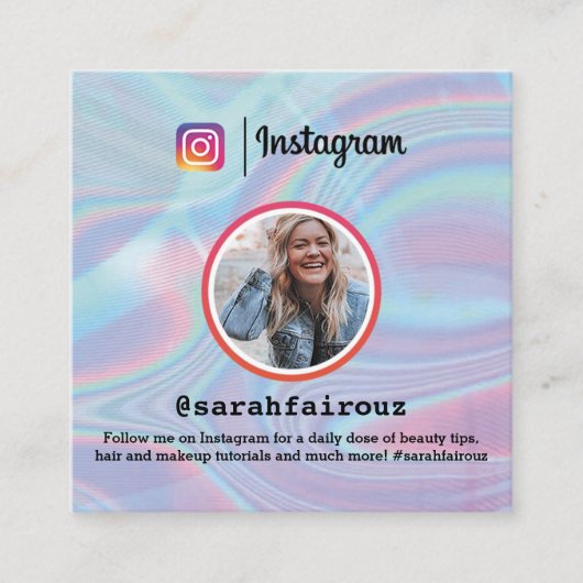 Instagram farbiges Foto Trendy Holographic Telefonnummerkarte (Vorderseite)
