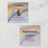 Instagram farbiges Foto Trendy Holographic  Telefonnummerkarte (Vorne/Hinten)