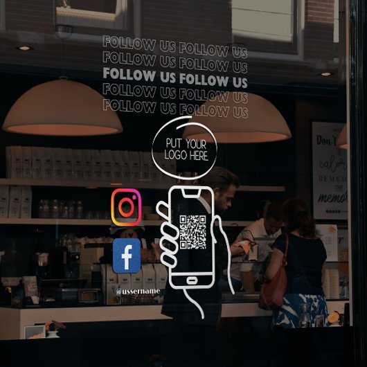 Instagram Folge uns QR Code Weiß Fensteraufkleber