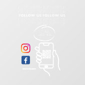 Instagram Folge uns QR Code Weiß Fensteraufkleber (Blatt)