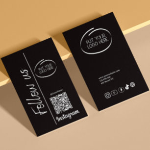 Instagram folgen dem QR-Code-Logo für das Schwarze Visitenkarte