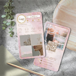 Instagram folgen Me 4 Foto Grid Glitzer Gold Pink Visitenkarte