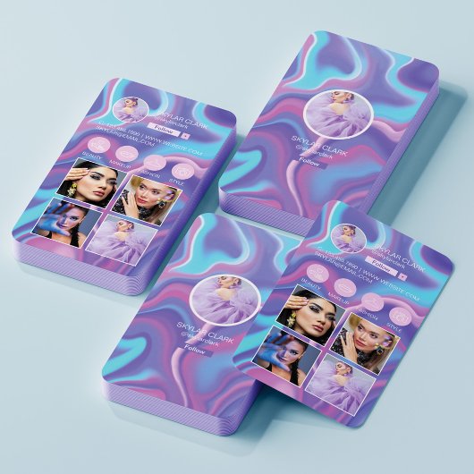 Instagram folgen mir Foto Grid Holographic Design Visitenkarte