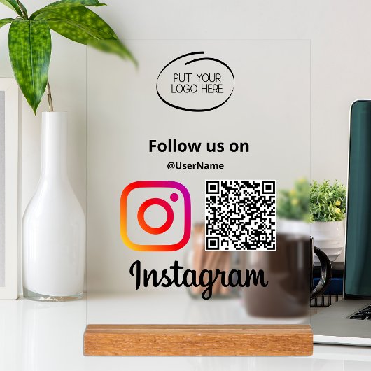 Instagram folgen QR Code Modernster Acrylschild