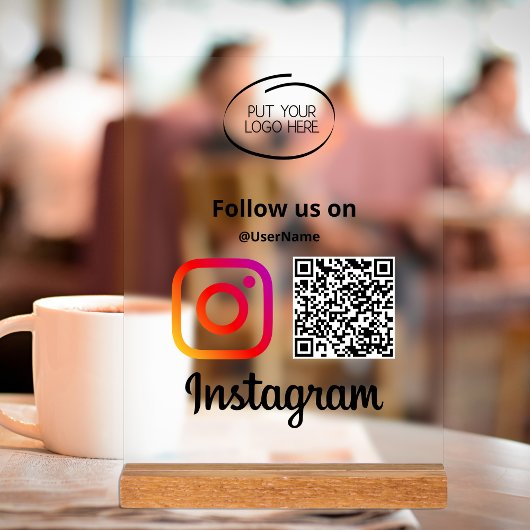 Instagram folgen QR Code Modernster Acrylschild
