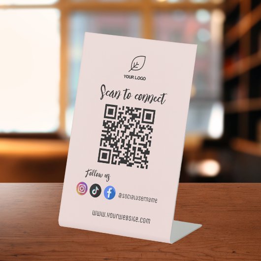 Instagram folgen Qr Code Rosa Moderne Sockelschild