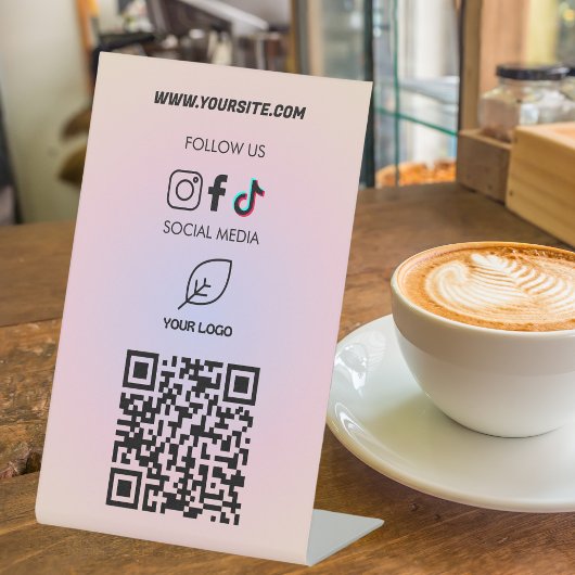 Instagram folgen Qr Code Rosa Moderne Sockelschild