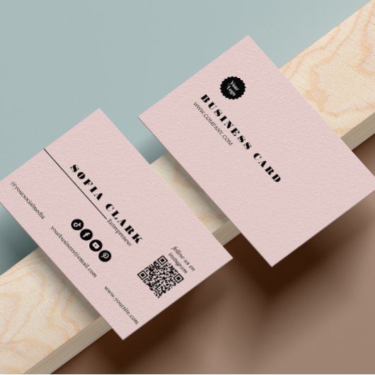 Instagram folgen Qr Code Rosa & Schwarz Visitenkarte