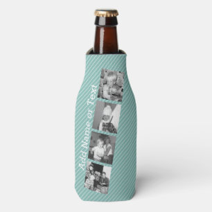 Instagram Foto Collage 4 Bilder - blaue Streifen Flaschenkühler