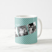 Instagram Foto-Collage 4 Bilder - blaue Streifen Kaffeetasse (VorderseiteRechts)