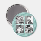 Instagram Foto Collage 4 Bilder - blaue Streifen Magnet (Vorderseite/Rückseite)