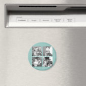 Instagram Foto Collage 4 Bilder - blaue Streifen Magnet (In Situ (Geschirrspüler))