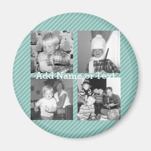 Instagram Foto Collage 4 Bilder - blaue Streifen Magnet