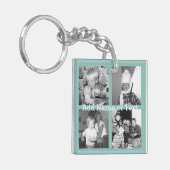 Instagram Foto Collage 4 Bilder - blaue Streifen Schlüsselanhänger (Vorderseite links)