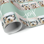 Instagram Foto Collage Holiday Joy Mint Green Geschenkpapier (Rolleneckpunkt)