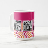Instagram Foto Collage Hot Pink Orange Chevrons Kaffeetasse (Vorderseite Links)