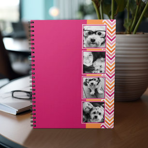 Instagram-Foto-Collage in heißem Rosa und Orange m Notizblock