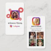 Instagram Foto Collage Moderne Script Social Media Visitenkarte (Vorne/Hinten)