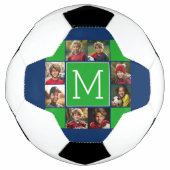 Instagram Foto Collage Monogramme - Grüne Marine Fußball (Vorderseite)