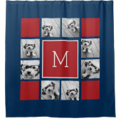 Instagram-Foto-Collage Monogramme - Rote Marine Duschvorhang (Vorderseite)
