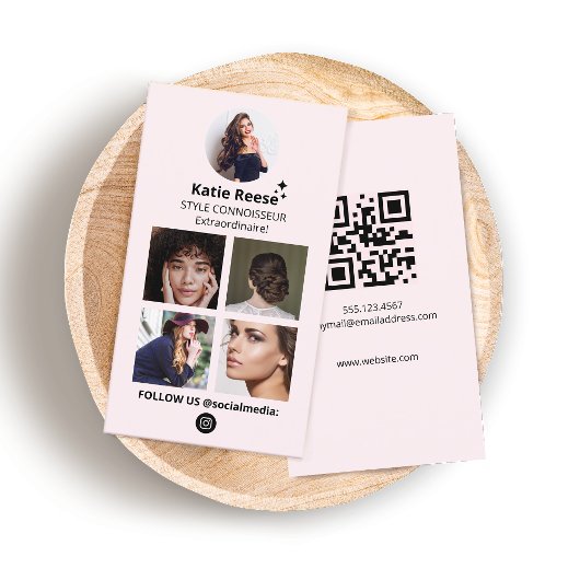 Instagram Foto Grid, Blush Pink Social Media Visitenkarte