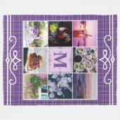 Instagram Foto Grid Lila Karierten Frühlingsblende Fleecedecke (Vorderseite (Horizontal))
