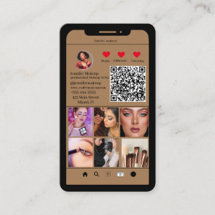 Instagram Foto Grid Modern QR Code Makeup Artist Visitenkarte