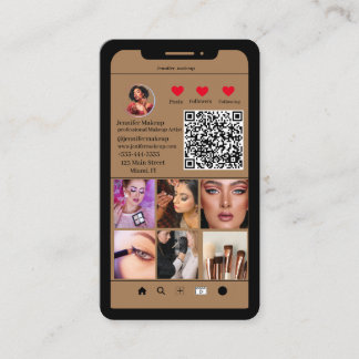 Instagram Foto Grid Modern QR Code Makeup Artist Visitenkarte