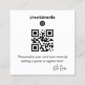 Instagram Foto QR Code Quadratische Visitenkarte (Rückseite)