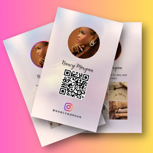 Instagram-Foto-Raster-QR-Code holografisch Visitenkarte