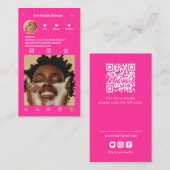 Instagram Foto Raster rosa QR Code Visitenkarte (Vorne/Hinten)